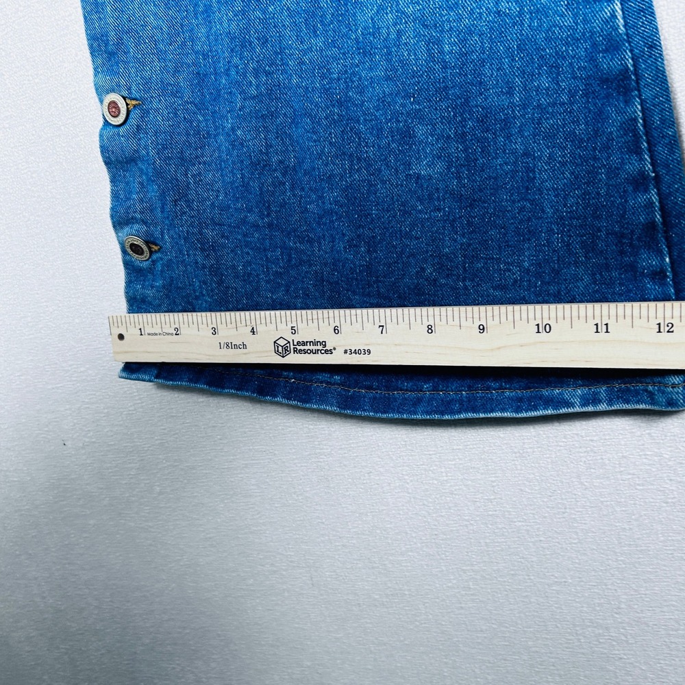 JouJou Jeans Blue Denim Bell bottom Womens 33 waist Button Detail High Rise - Picture 10 of 12